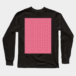 Retro Inspired D20 Circles Seamless Pattern - Pink Long Sleeve T-Shirt